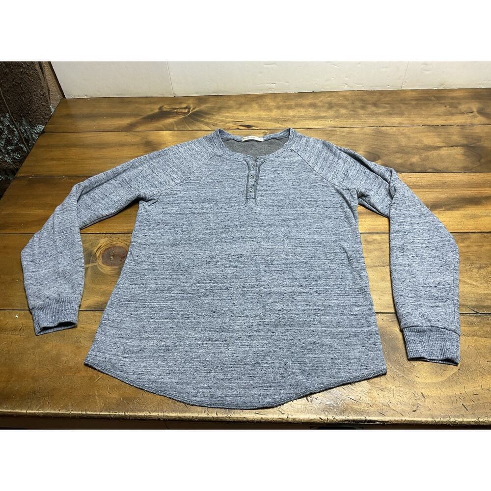 Marine Layer Top Women Size Medium Blue Long Sleeve Henley T-shirt Casual